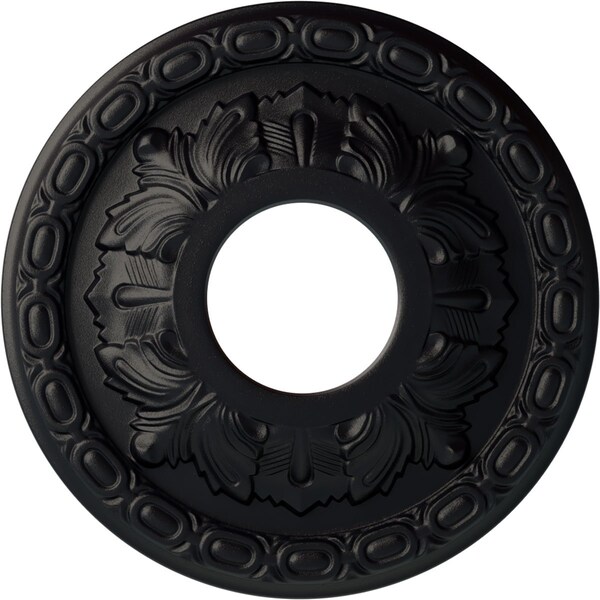 Ekena Millwork Leaf Ceiling Medallion (Fits Canopies up to 4 3/4"), 11 3/8"OD x 3 5/8"ID x 1 1/8"P, Steel Gray CM11LFSGS - main
